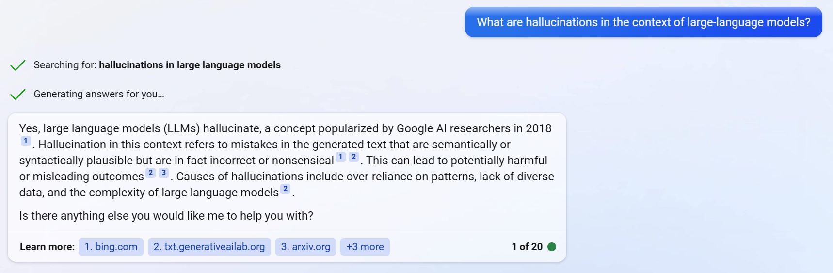 Bing's AI search.